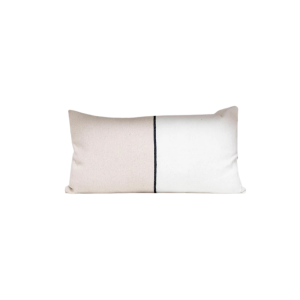 כרית זוגית לבן בז' פס שחור